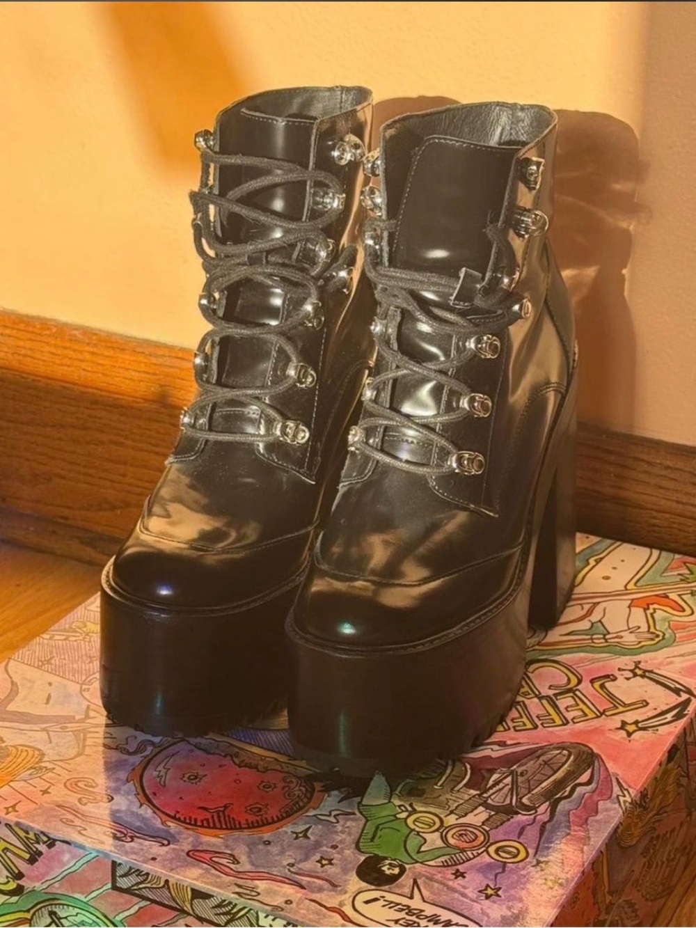 Jeffrey Campbell Fenrock platform leather heel booties size 10 - Picture 2 of 8